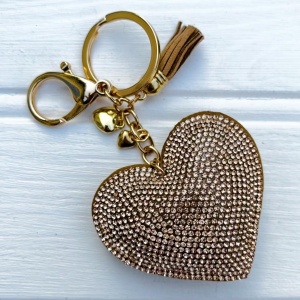 Heart Keyring / Bag Charm - Golden Sparkle